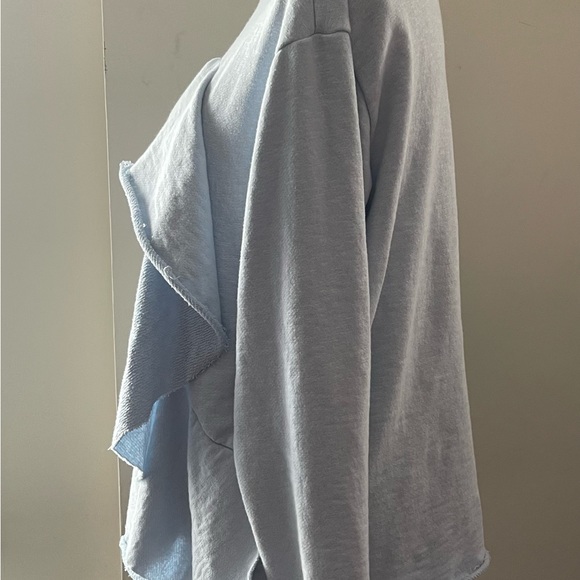 Zara Baby Blue Raw Cut Ruffled Sweatshirt - Picture 3 of 10